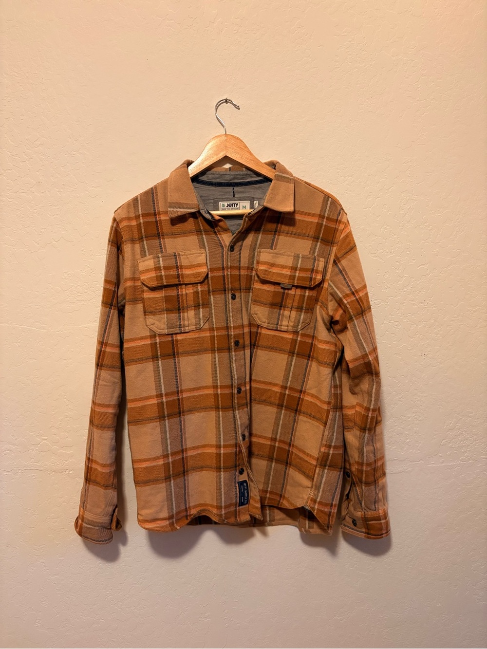 Lightweight Plaid Shirt Jacket in Tan & Brown